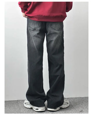 straight washed jeans