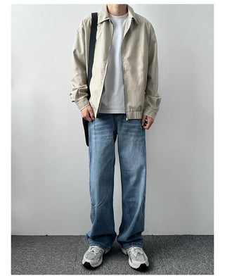 straight washed jeans