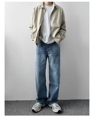 straight washed jeans