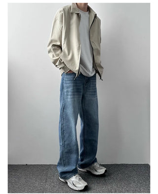 straight washed jeans