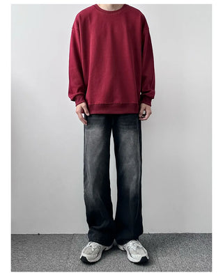 straight washed jeans