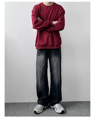 straight washed jeans