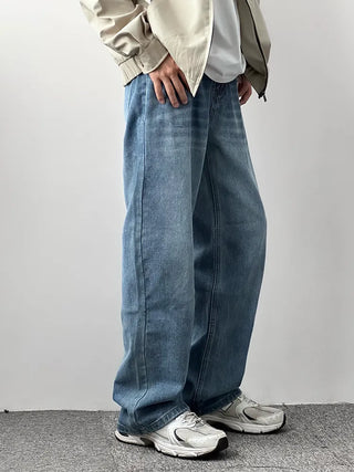 straight washed jeans