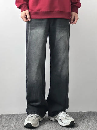 straight washed jeans