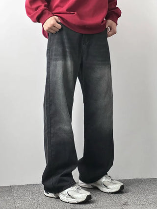 straight washed jeans