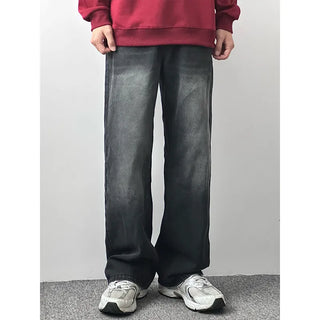 straight washed jeans