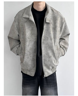 marbling leather coat