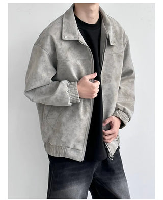 marbling leather coat