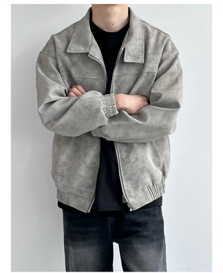 marbling leather coat