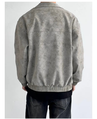 marbling leather coat