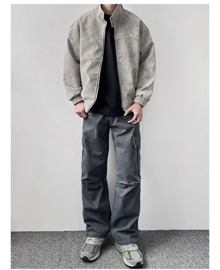 marbling leather coat
