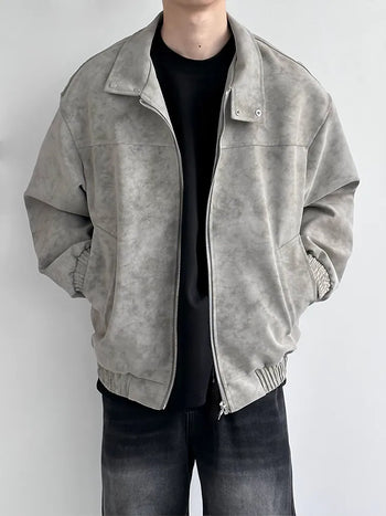 marbling leather coat