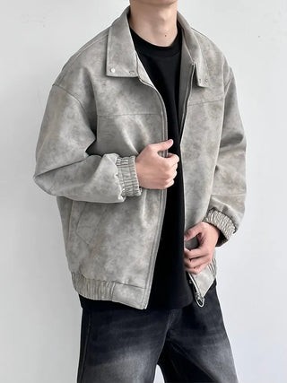 marbling leather coat