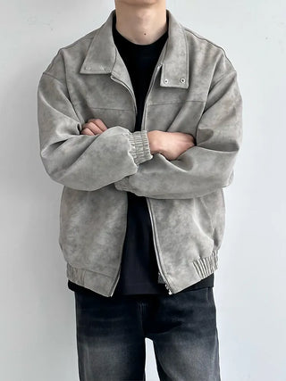 marbling leather coat