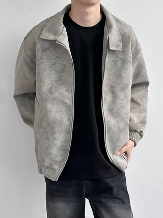 marbling leather coat