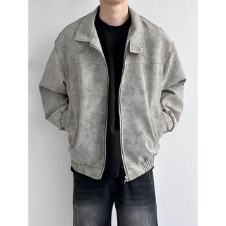 marbling leather coat