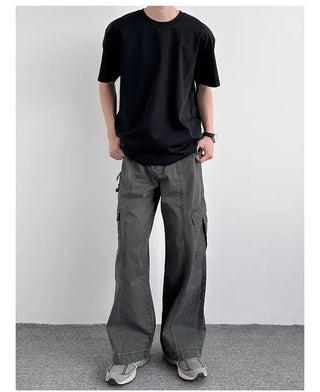 washed overalls pants