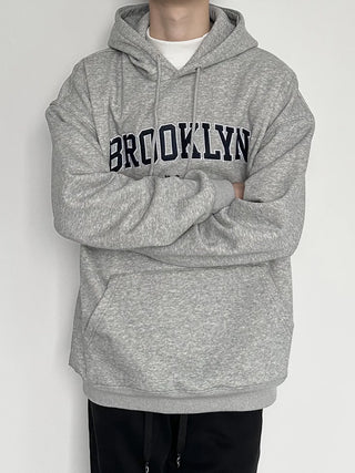 letter hooded pullover