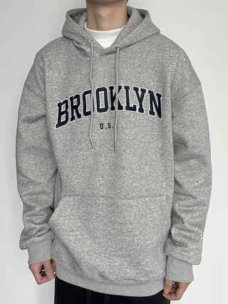 letter hooded pullover