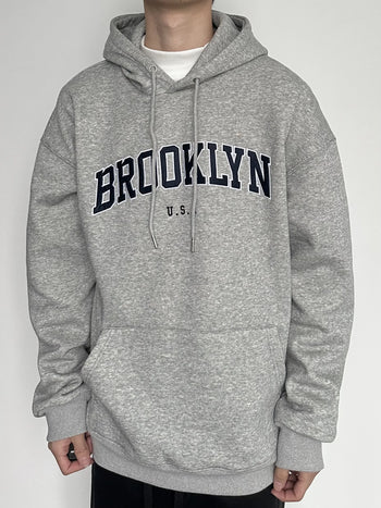letter hooded pullover