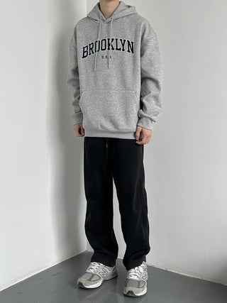 letter hooded pullover