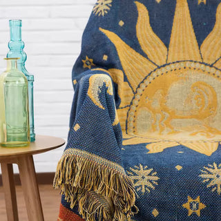 Celestial Sun and Moon Woven Blanket