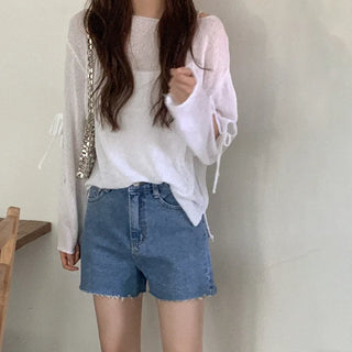 Ribbon Boucle Boat Neck Knit