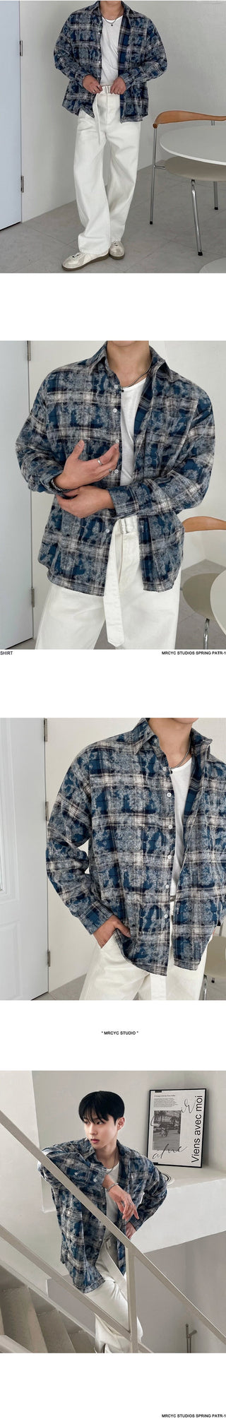 tie-dye plaid shirt
