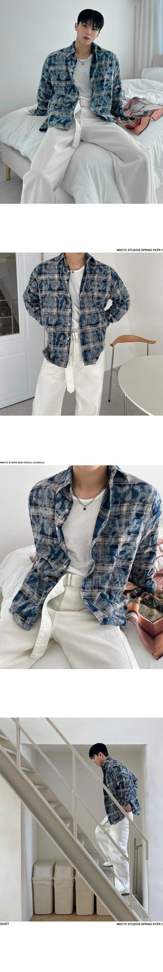 tie-dye plaid shirt