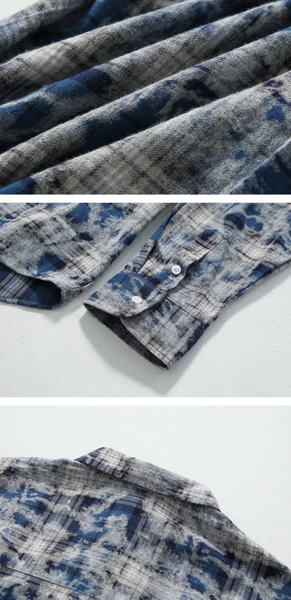 tie-dye plaid shirt