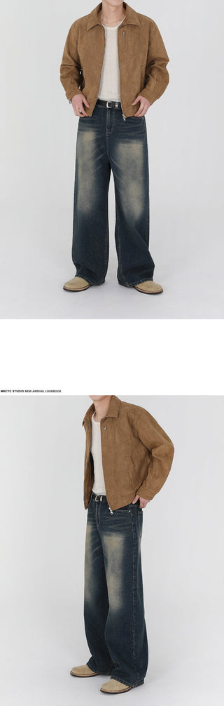 washed straight jeans
