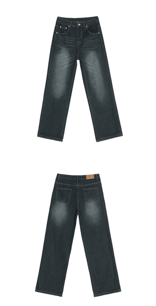 washed straight jeans