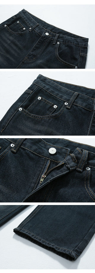 washed straight jeans