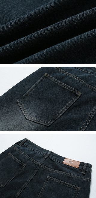 washed straight jeans