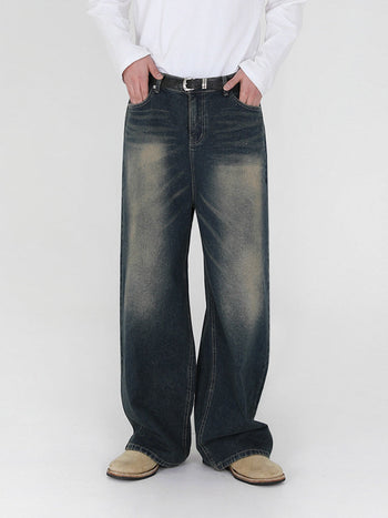 washed straight jeans