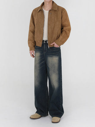washed straight jeans