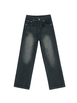 washed straight jeans