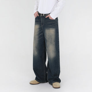 washed straight jeans
