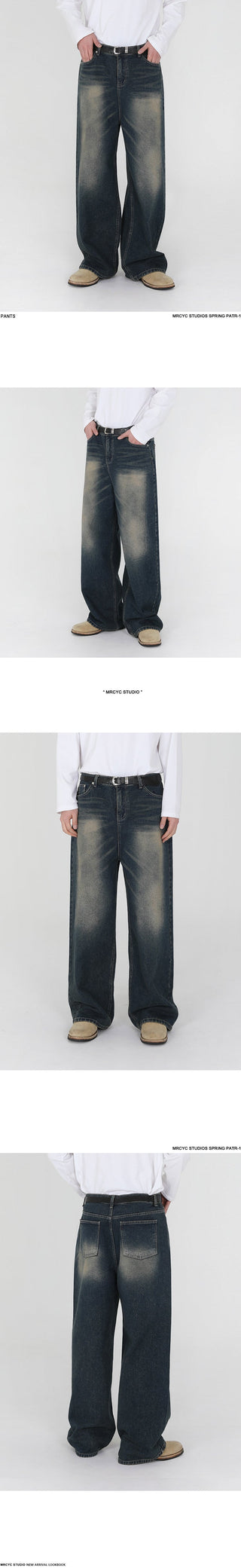 washed straight jeans