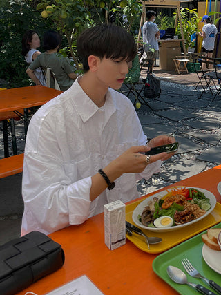 pleated cargo shirt