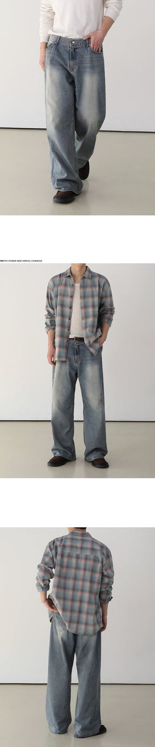 washed wide jeans