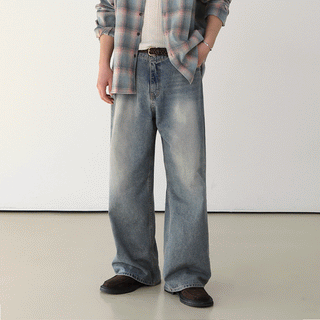 washed wide jeans