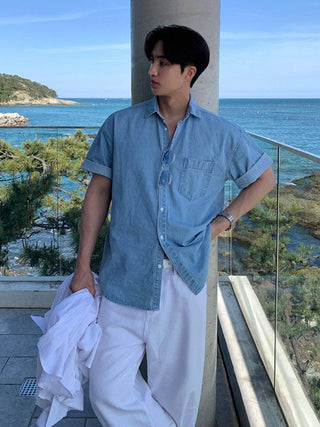 washed denim shirt