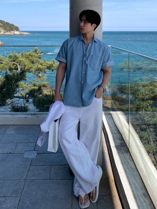 washed denim shirt