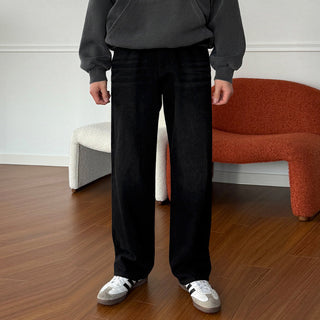 washed straight jeans