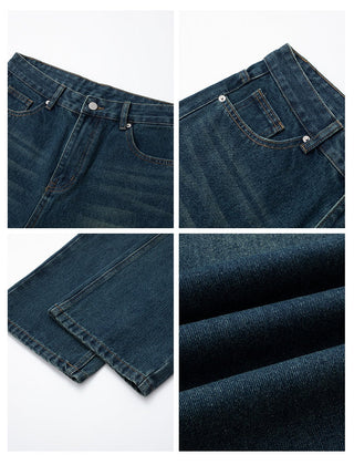 washed straight jeans
