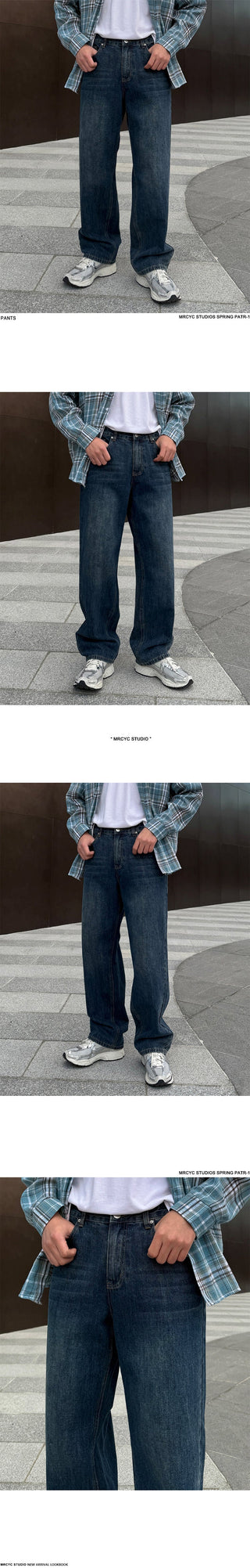 washed straight jeans