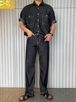 denim suit