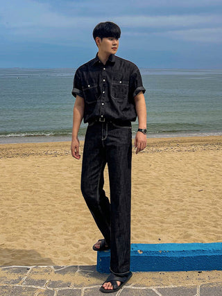 denim suit