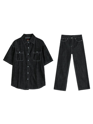 denim suit